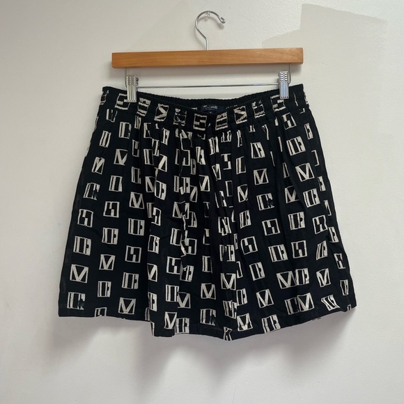Madewell Black And White Geometric Tribal Bohemian Drawstring Skirt - Picture 1 of 4
